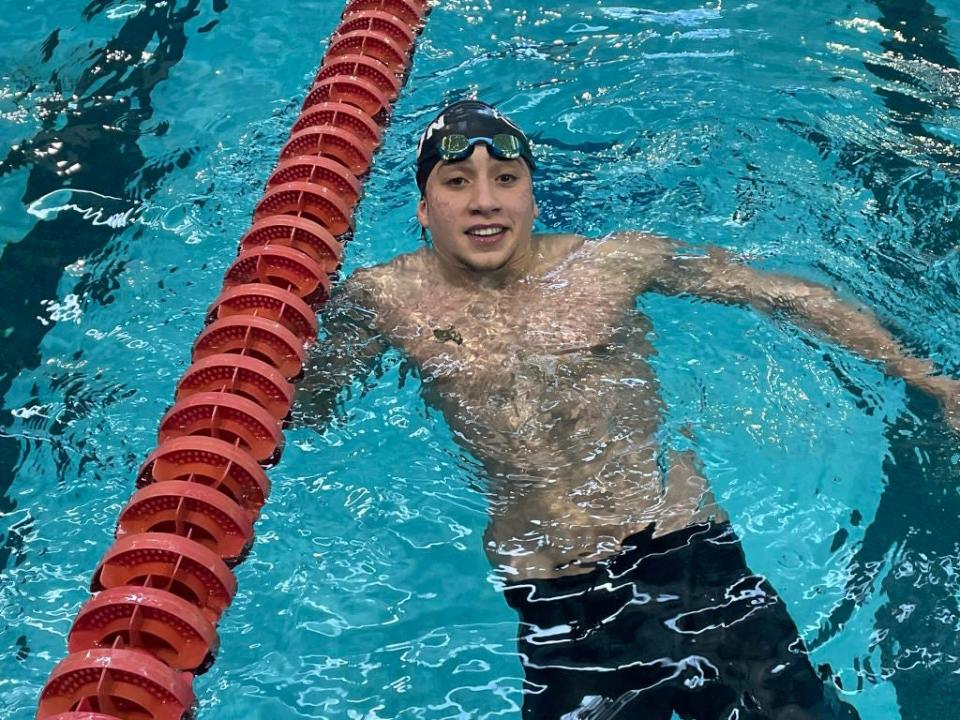 Mason senior Max Plumley won two events during the OHSAA Southwest District Division I swimming championships Feb. 18, 2023 at Miami University