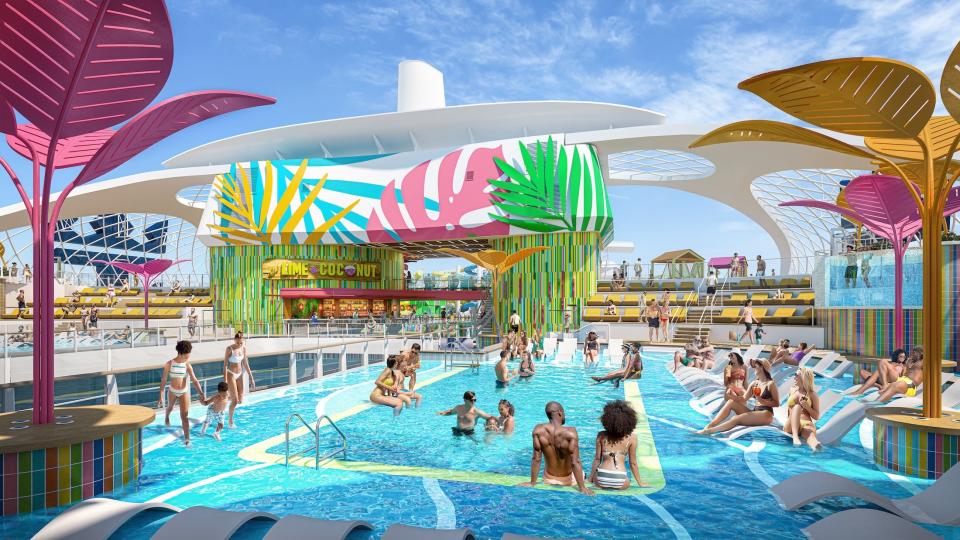 rendering of people in the pool on Utopia of the Seas