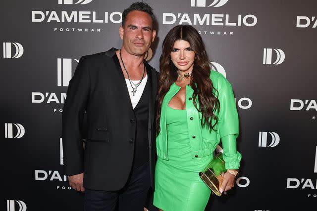 <p>Gilbert Flores/Variety via Getty Images</p> Luis Ruelas and Teresa Giudice at the D'Amelio Footwear Launch Party in May 2023