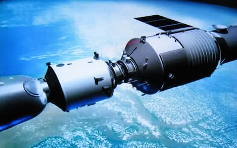 The Chinese space station Tiangong-1 or 'Heavenly Palace' - Credit: Quirky China News/REX/Shutterstock