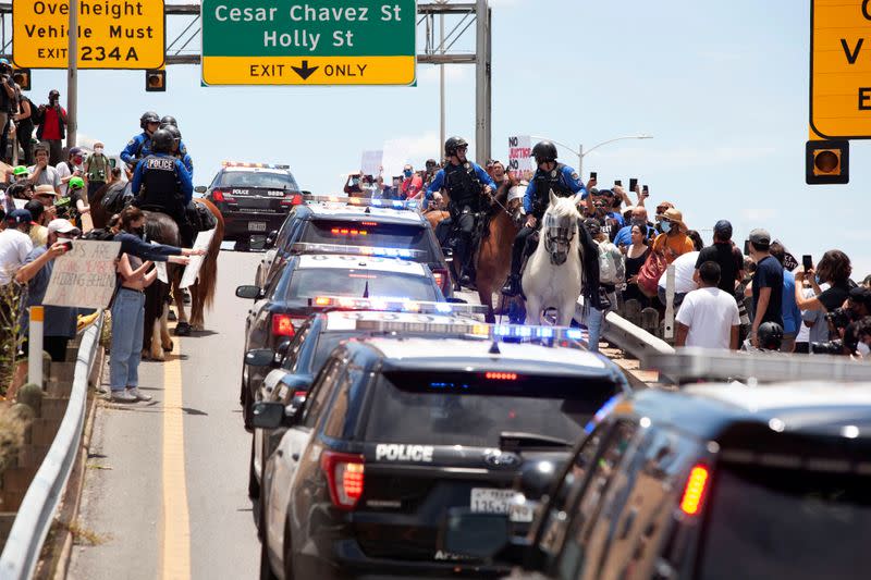 Protesters rally after the death of George Floyd in Austin, Texas