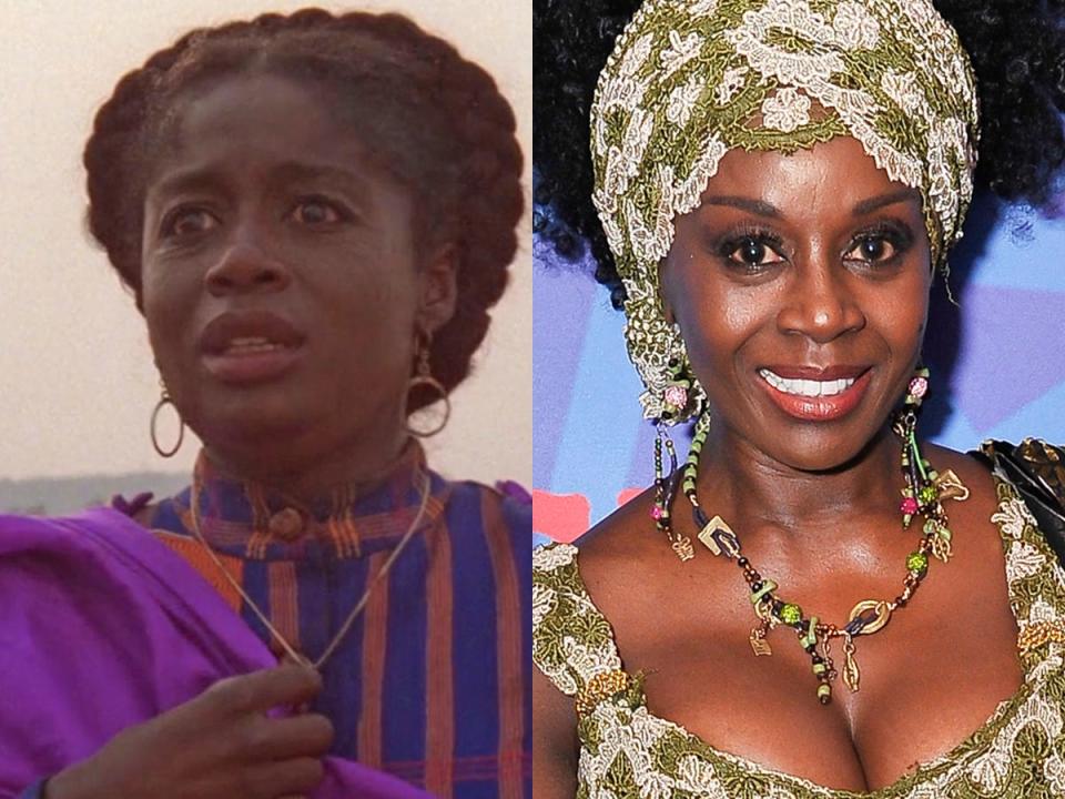 Left: Akosua Busia as Nettie Harris in "The Color Purple." Right: Busia in March 2017.