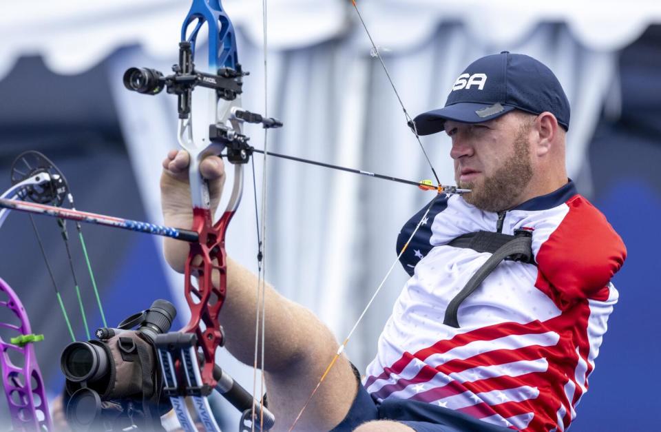 Matt Stutzman in action at the 2024 Paralympics in Paris.