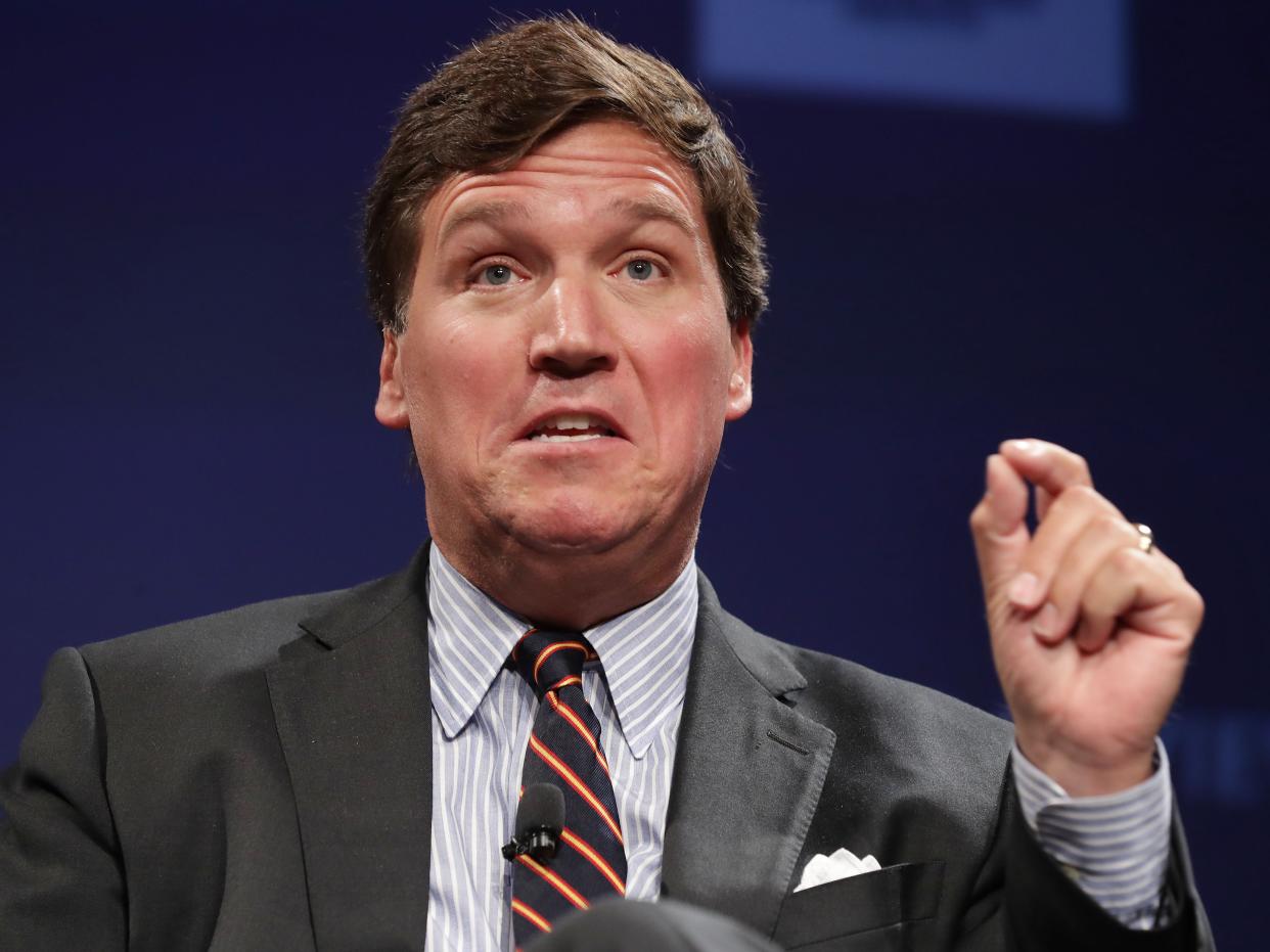 While excoriating the press on his Fox News show, Tucker Carlson is also a key source for many journalists, the New York Times reports (Getty Images)