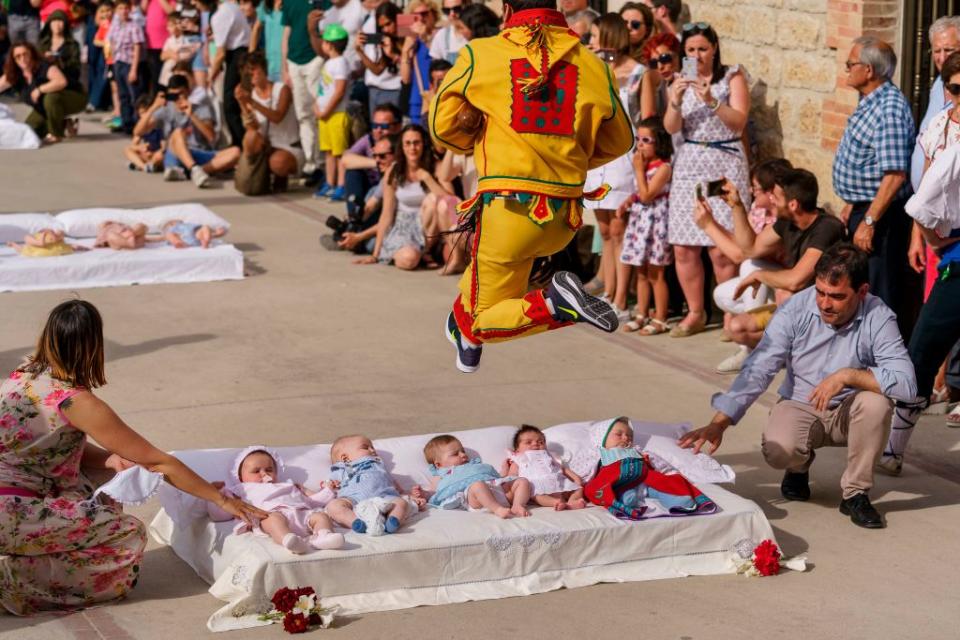 Castrillo de Murcia's iconic annual festival in action on Sunday.