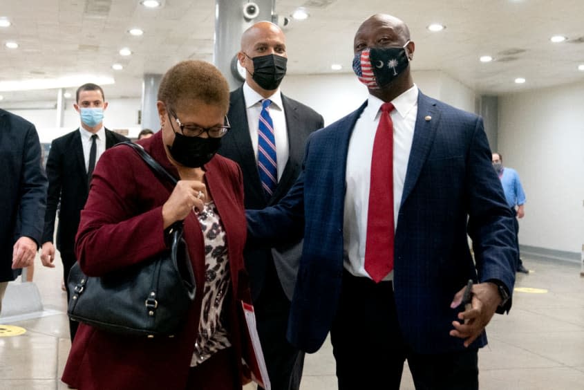 Karen Bass, Cory Booker, Tim Scott.