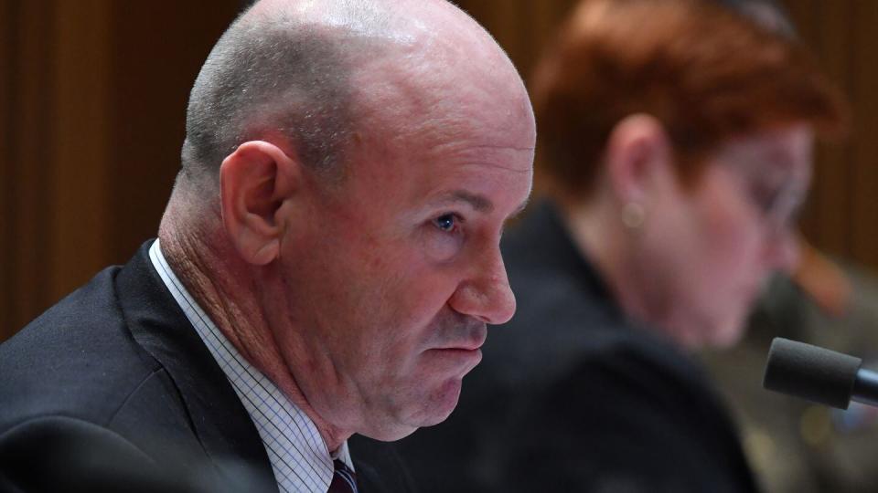 Australian Defence Department Secretary Greg Moriarty attends a hearing before lawmakers on June 2, 2021. (Sam Mooy/Getty Images)