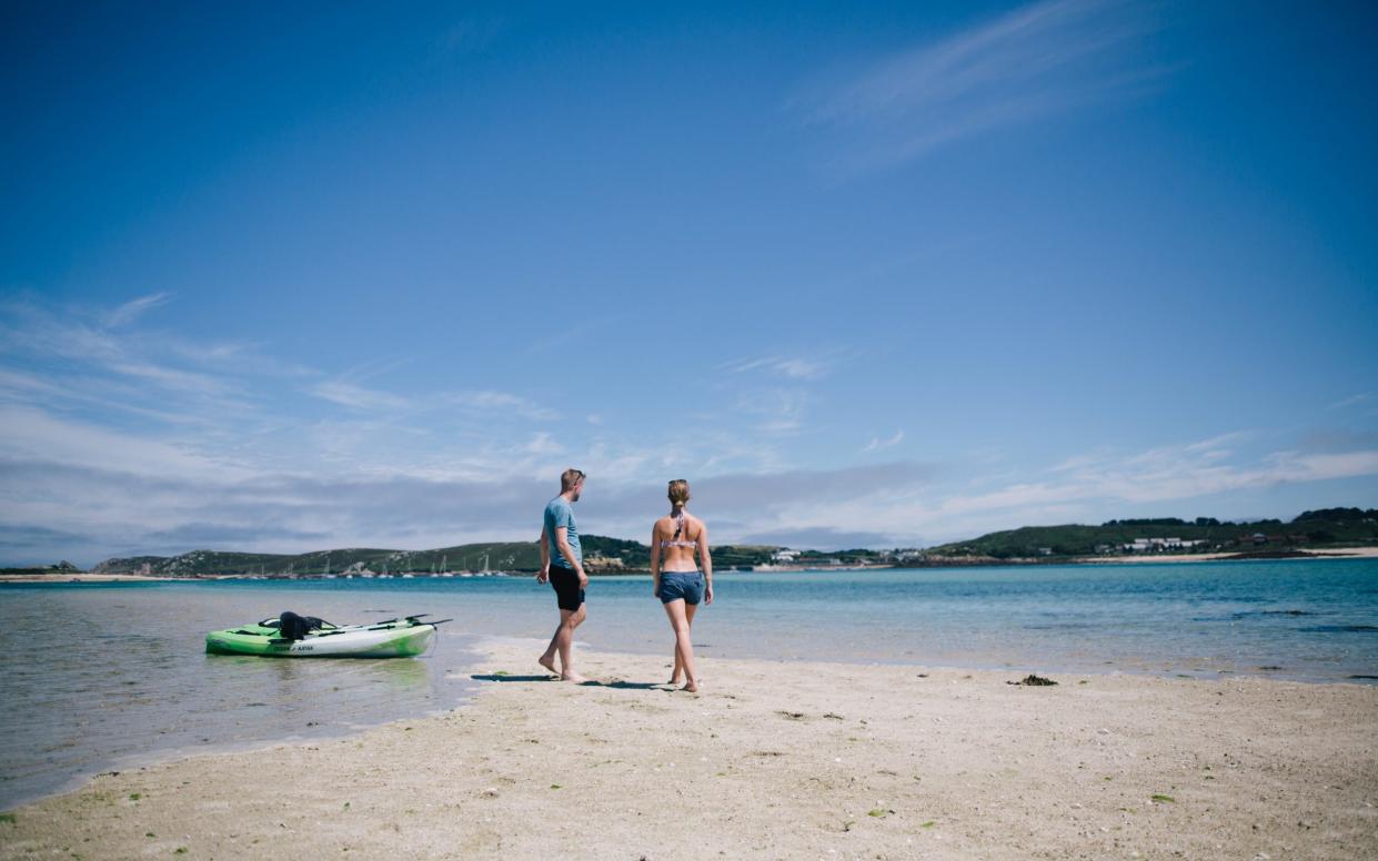 Beachgoers at Bryher, Isles of Scilly