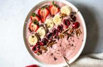 <p>This gluten-free cherry cheesecake smoothie bowl is one of many delicious <a href="https://www.thedailymeal.com/entertain/15-best-damn-cherry-dessert-recipes-ever-slideshow?referrer=yahoo&category=beauty_food&include_utm=1&utm_medium=referral&utm_source=yahoo&utm_campaign=feed" rel="nofollow noopener" target="_blank" data-ylk="slk:desserts you can make with cherries;elm:context_link;itc:0;sec:content-canvas" class="link ">desserts you can make with cherries</a>. Satisfy your sweet tooth while getting in some healthy fruits this summer.</p> <p><a href="https://www.thedailymeal.com/recipes/cherry-cheesecake-smoothie-bowl-recipe?referrer=yahoo&category=beauty_food&include_utm=1&utm_medium=referral&utm_source=yahoo&utm_campaign=feed" rel="nofollow noopener" target="_blank" data-ylk="slk:For the Cherry Cheesecake Smoothie Bowl recipe, click here.;elm:context_link;itc:0;sec:content-canvas" class="link ">For the Cherry Cheesecake Smoothie Bowl recipe, click here.</a></p>