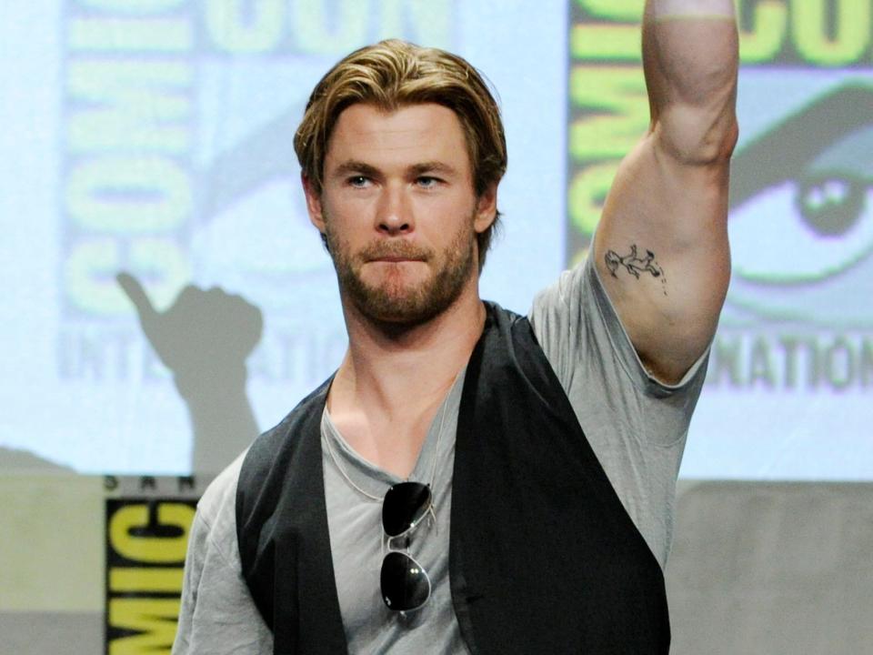 Mark Ruffalo and Chris Hemsworth at San Diego Comic-Con 2014.