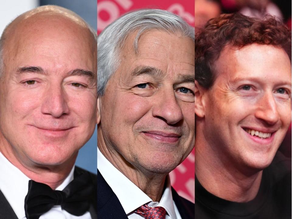 Jeff Bezos, Jamie Dimon, Mark Zuckerberg
