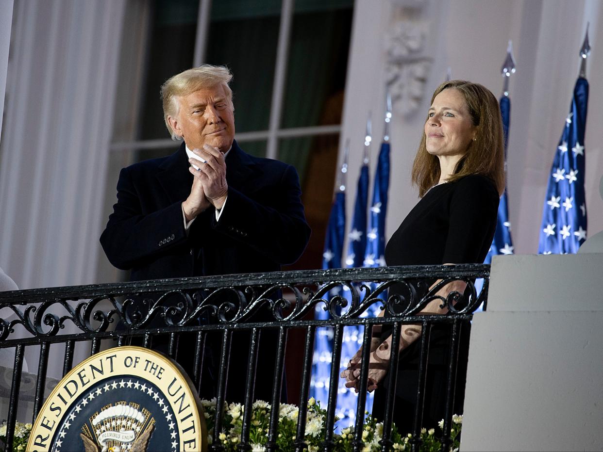 Donald Trump and the newly sworn-in Supreme Court Associate Justice Amy Coney Barrett (Getty Images)