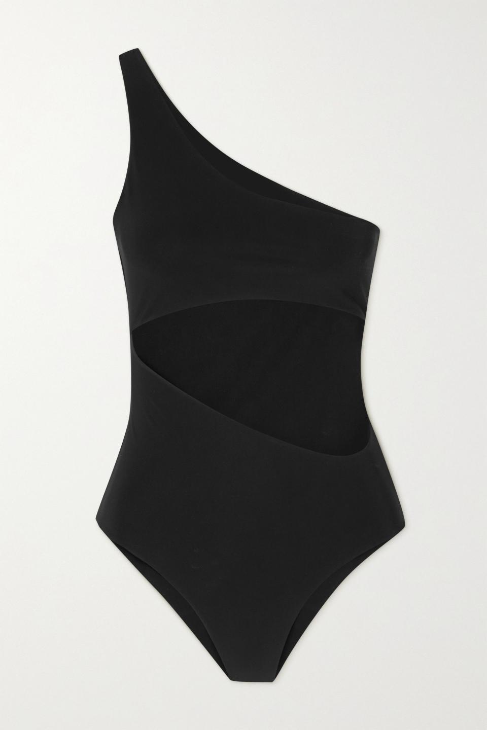 3) One-Shoulder Cutout Swimsuit