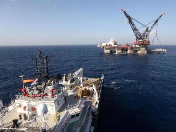 The Leviathan natural gas field, which is being reconstructed to connect to the mainland by the end of the year (Getty)