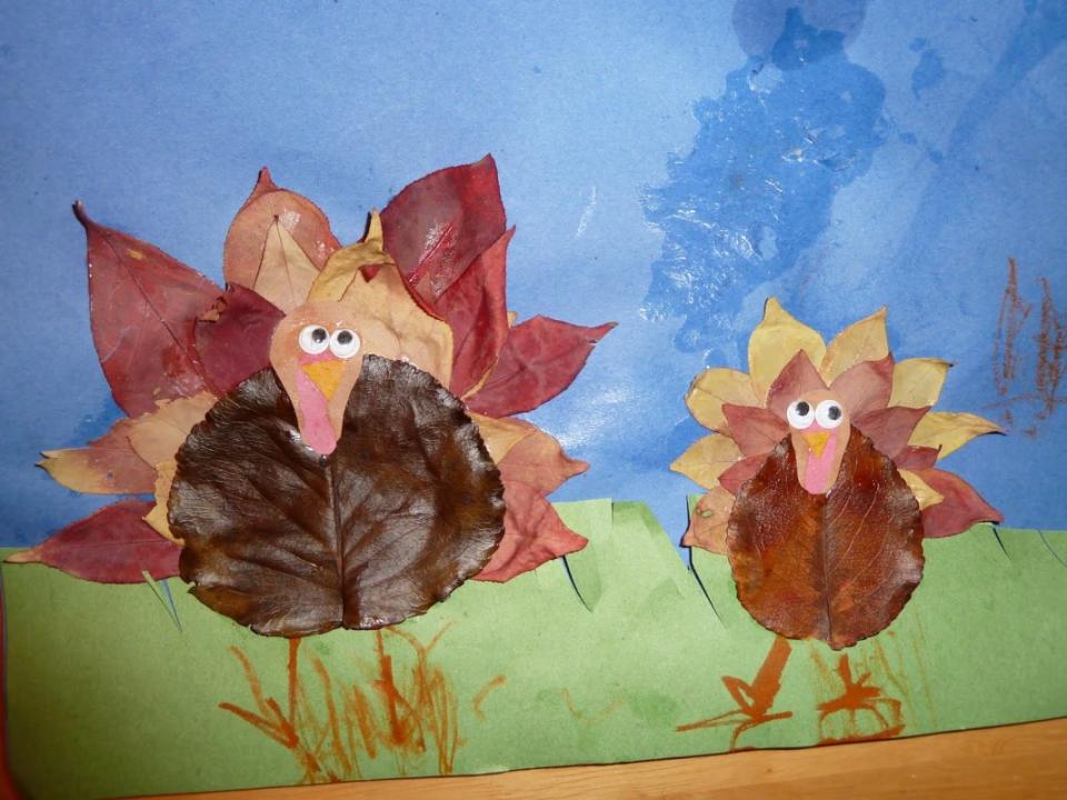 <p>Sometimes Creative</p><p>Who knew you could use leaves to make custom artwork? Follow <a href="https://sometimescreative.blogspot.com/2010/12/thanksgiving-crafts.html" rel="nofollow noopener" target="_blank" data-ylk="slk:Sometimes Creative;elm:context_link;itc:0;sec:content-canvas" class="link "><em>Sometimes Creative</em></a> for more details on how you and your youngsters can create this leaf turkey!</p>