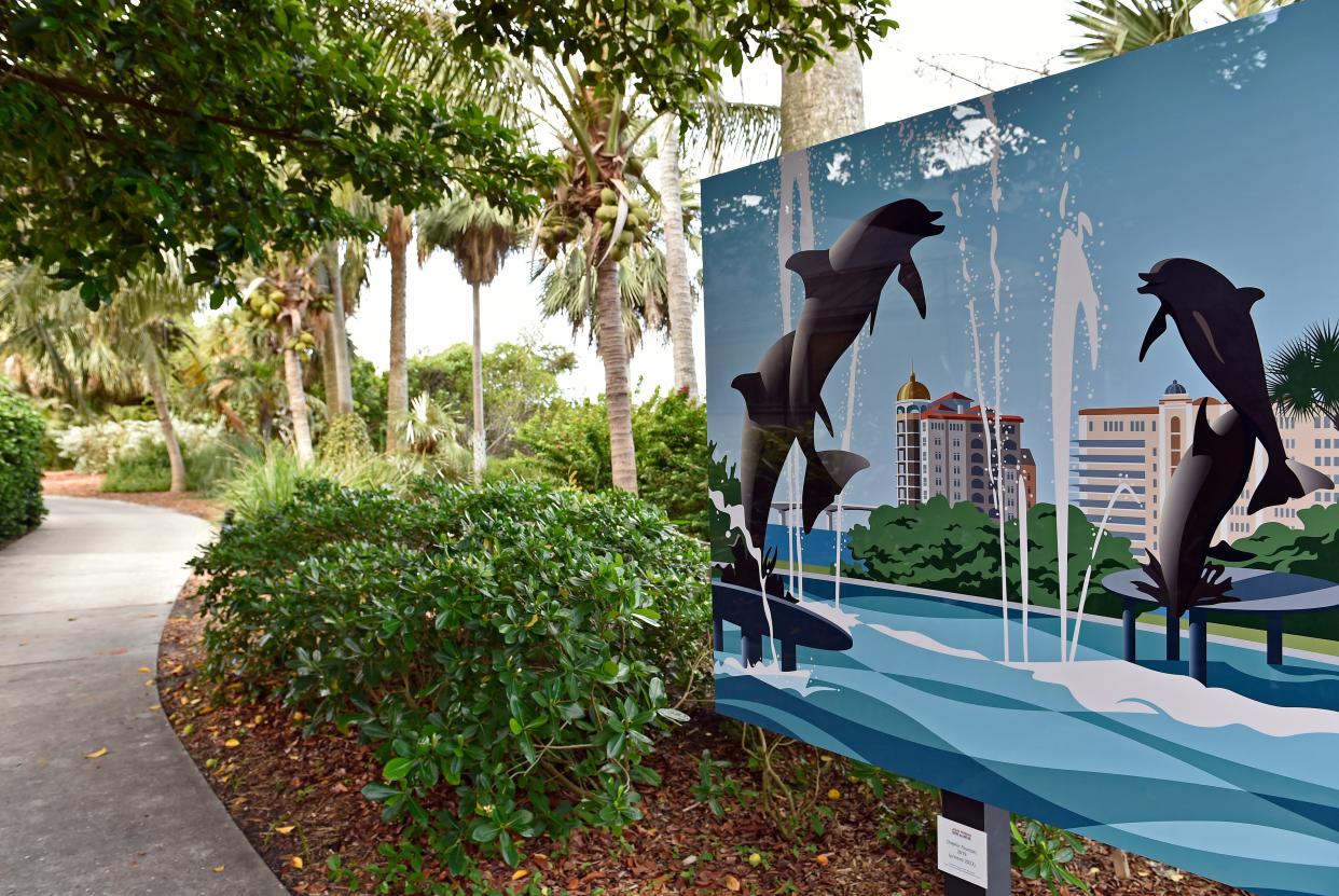 Taking you out of Selby Gardens is the beautiful "Dolphin Fountain" that is about half a mile away on Island Park.