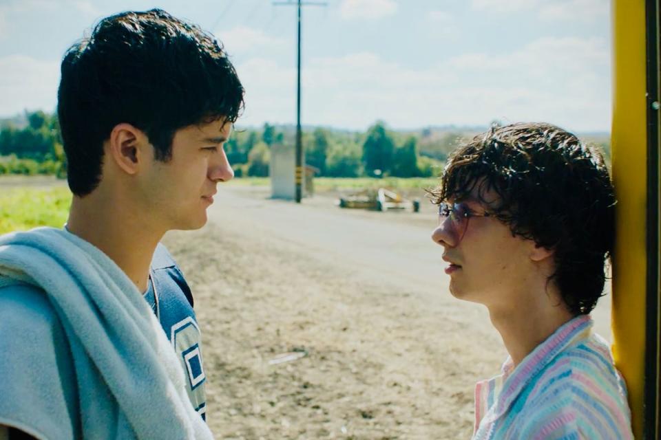 <p>Blue Fox Entertainment</p> Max Pelayo and Reese Gonzales in <em>Aristotle and Dante</em> (2023)
