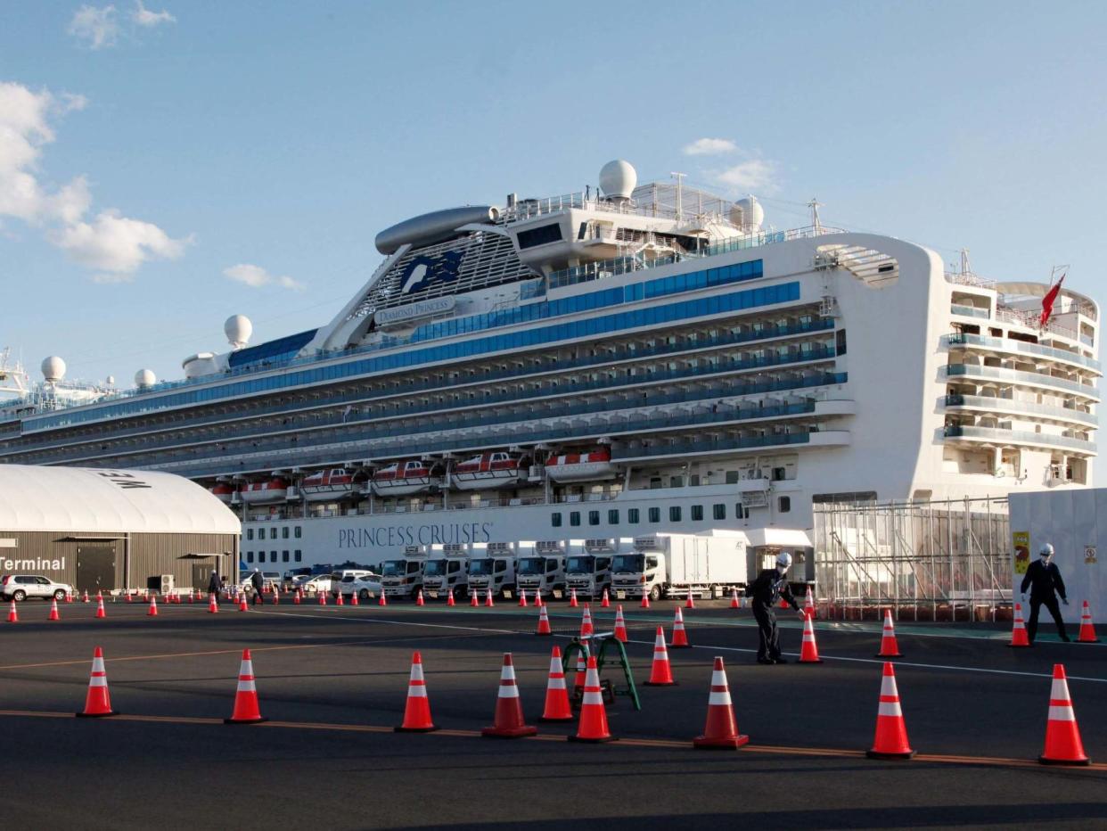 The quarantined cruise ship Diamond Princess is anchored at the Yokohama Port in Yokohama, near Tokyo, Japan, 18 February, 2020: Koji Sasahara/AP