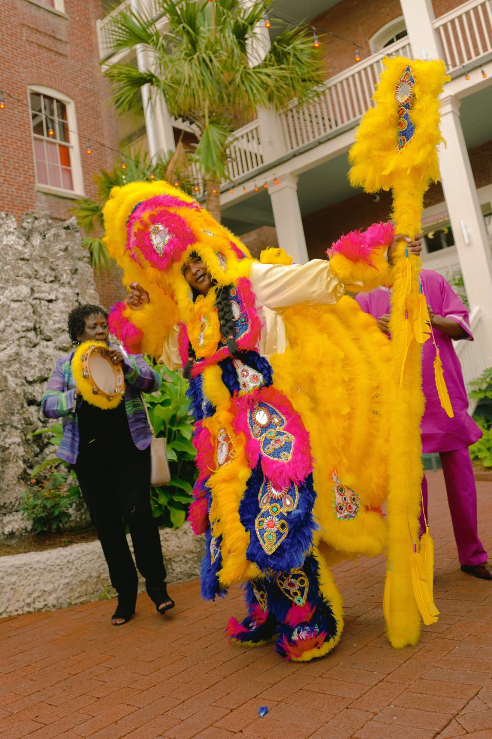 The Black Masking culture of New Orleans is one of the city’s oldest traditions. Pictured here is Adrien Caliste.