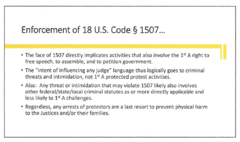U.S. Marshals Service training materials warned deputies of free speech concerns raised by federal law prohibiting 
