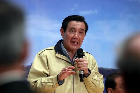 Taiwan president Ma Ying-jeou answers a question during a news conference after his trip to the disputed Itu Aba or Taiping island in the South China Sea, in Taipei, Taiwan, January 28, 2016. REUTERS/Pichi Chuang