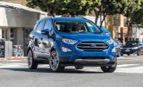 <p>The <a href="https://www.caranddriver.com/ford/ecosport" rel="nofollow noopener" target="_blank" data-ylk="slk:Ford EcoSport;elm:context_link;itc:0;sec:content-canvas" class="link ">Ford EcoSport</a> is a wee lad. It's a foot shorter in length than the recently discontinued <a href="https://www.caranddriver.com/ford/fiesta" rel="nofollow noopener" target="_blank" data-ylk="slk:Fiesta;elm:context_link;itc:0;sec:content-canvas" class="link ">Fiesta</a>. We fit 18 carry-on suitcases behind the front seats, and its the only tiny traveler in the segment with left-hinged rear door that opens to the side rather than upward. Interesting note: the EcoSports's glovebox has a vent inside that blows air from the climate control. </p><ul><li>Base price: $21,240</li><li>Carry-on capacity, rear seats folded: 18 suitcases</li><li>Cargo volume, rear seats folded: 50 cubic feet<br></li><li>Cargo volume, behind rearmost row of seats: 20 cubic feet</li></ul><p><a class="link " href="https://www.caranddriver.com/ford/ecosport/specs" rel="nofollow noopener" target="_blank" data-ylk="slk:MORE ECOSPORT SPECS;elm:context_link;itc:0;sec:content-canvas">MORE ECOSPORT SPECS</a></p>