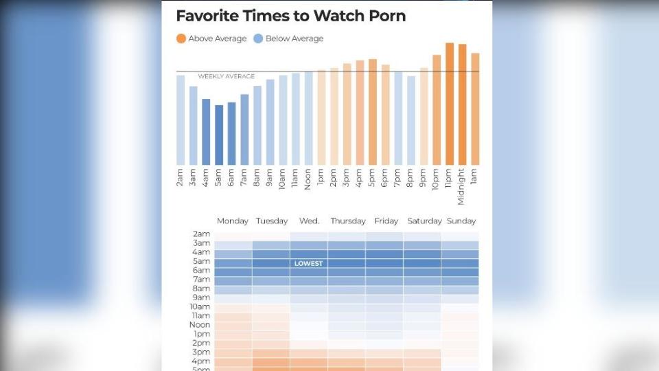 成人影片網站Pornhub發現，全球用戶最愛在下午和夜晚睡前打開網站看片。（圖／翻攝自Pornhub）