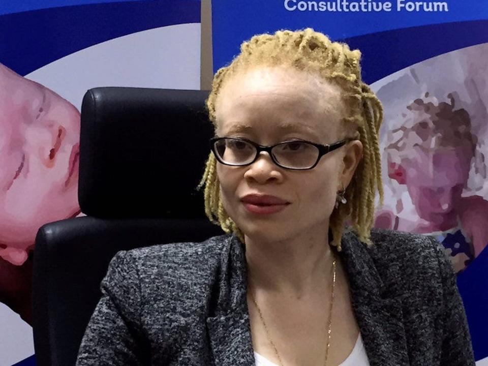 United Nations' first independent expert on albinism, Ikponwosa Ero, addresses the media in Kenya's capital Nairobi, November 16, 2016.