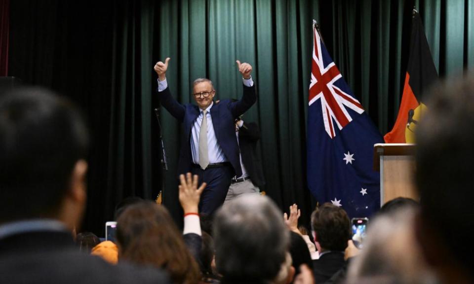 Prime minister Anthony Albanese at the Marrickville Town Hall in Sydney on Thursday. During the election campaign he said he would ‘absolutely’ support an increase of 5.1% in the minimum wage.