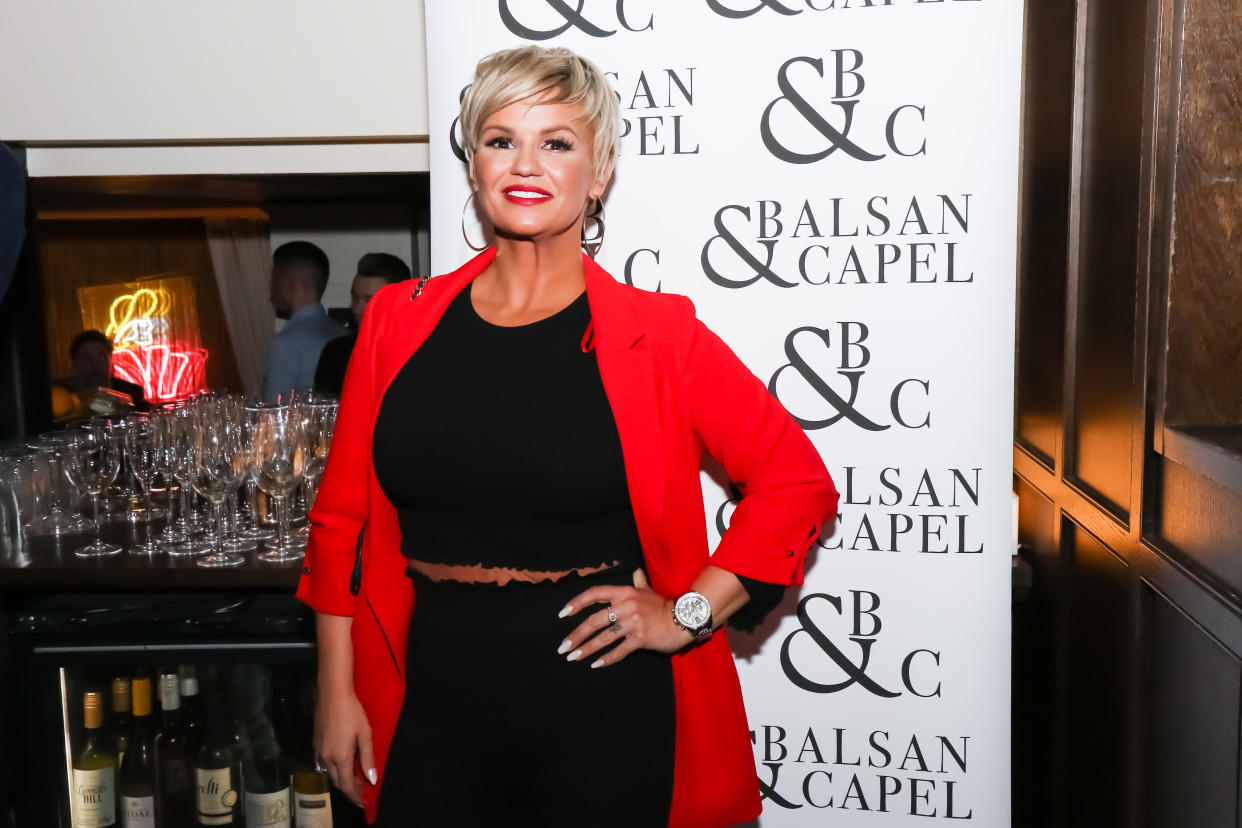 MANCHESTER, ENGLAND - NOVEMBER 23: Kerry Katona attends the Balsan and Chapel menswear preview at Neighborhood At The Avenue on November 23, 2017 in Manchester, England. (Photo by carla speight/Getty Images)