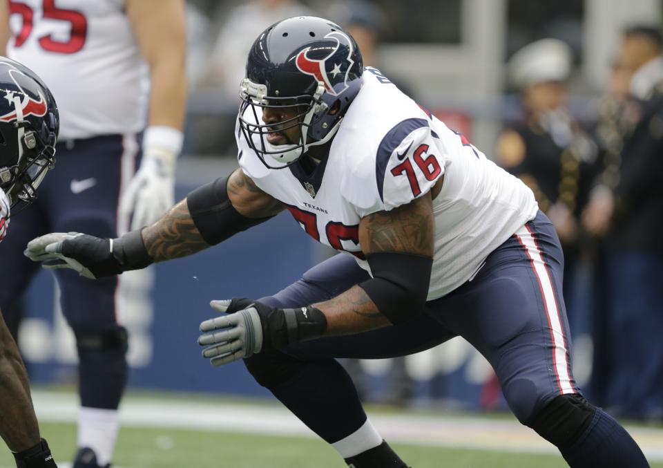 Offensive tackle Duane Brown was traded from Houston to Seattle before the NFL's trade deadline. (AP)