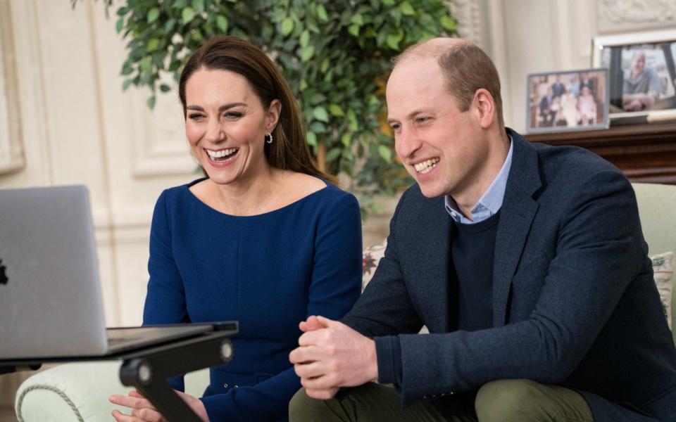 The Duchess of Cambridge wearing a pair of £60 pearl earrings by Mejuri in the 2021 Commonwealth Day broadcast - Kensington Palace/PA