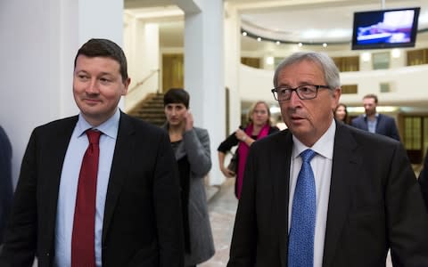  Chief of cabinet of the Elected President of the European Commission Martin SELMAYR (L) and the elected president of the European Commission Jean-Claude JUNCKER