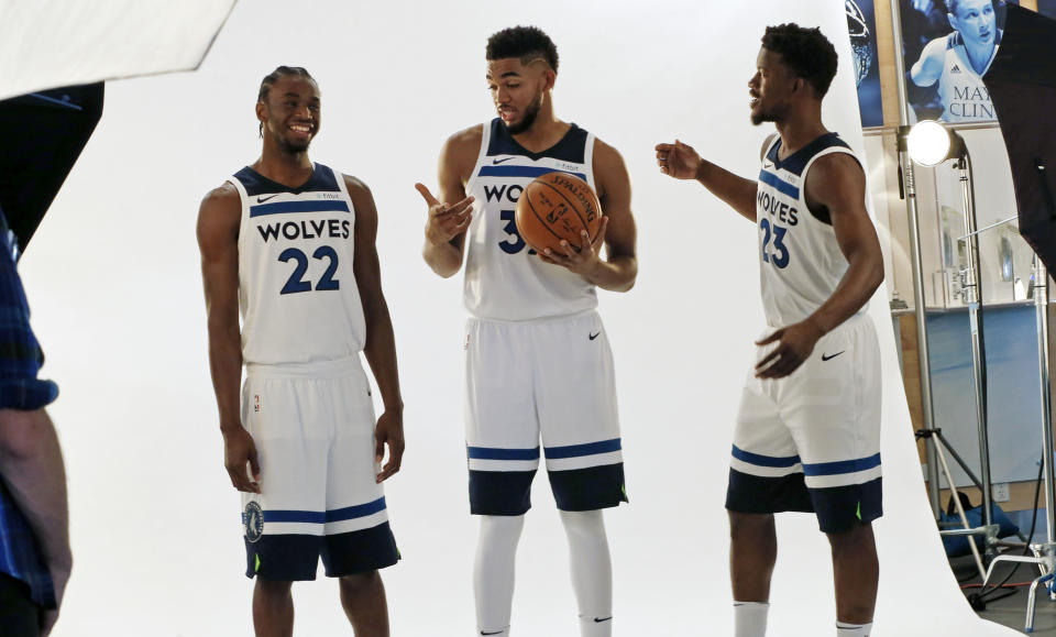 Are Minnesota’s Andrew Wiggins, Karl-Anthony Towns and Jimmy Butler the NBA’s Big Three of the future? (AP)