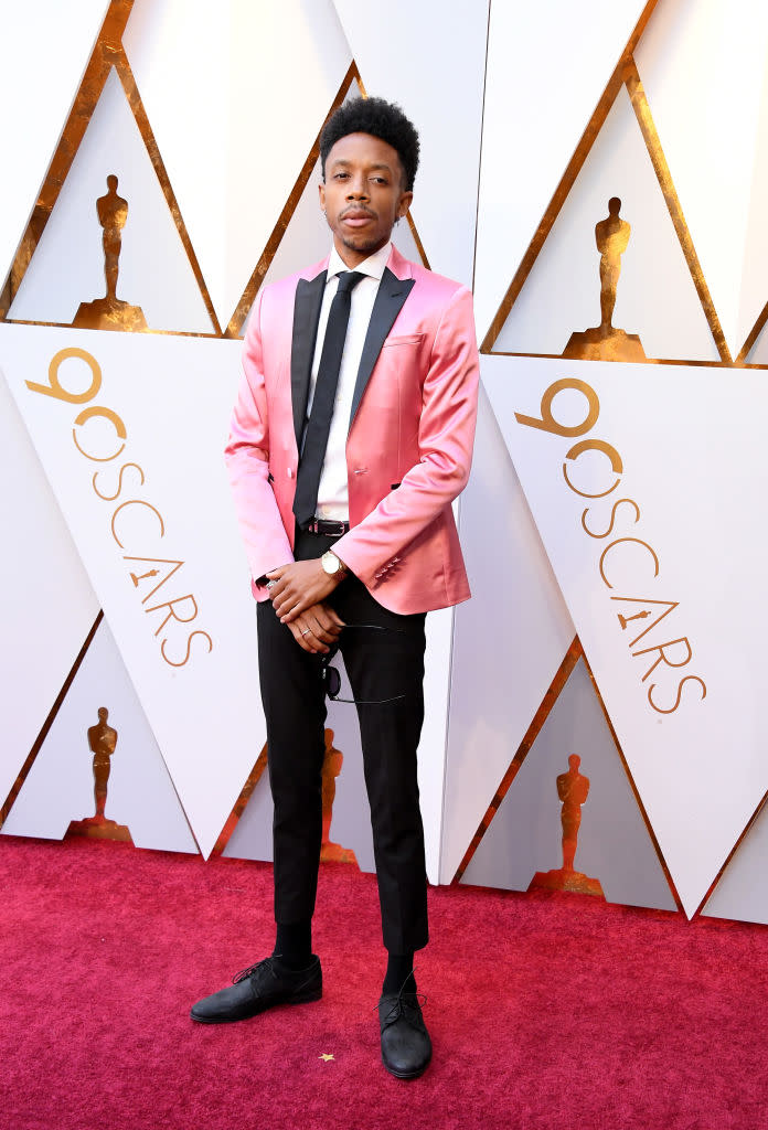 <p>Caleb Landry attends the 90th Academy Awards in Hollywood, Calif., March 4, 2018. (Photo: Getty Images) </p>