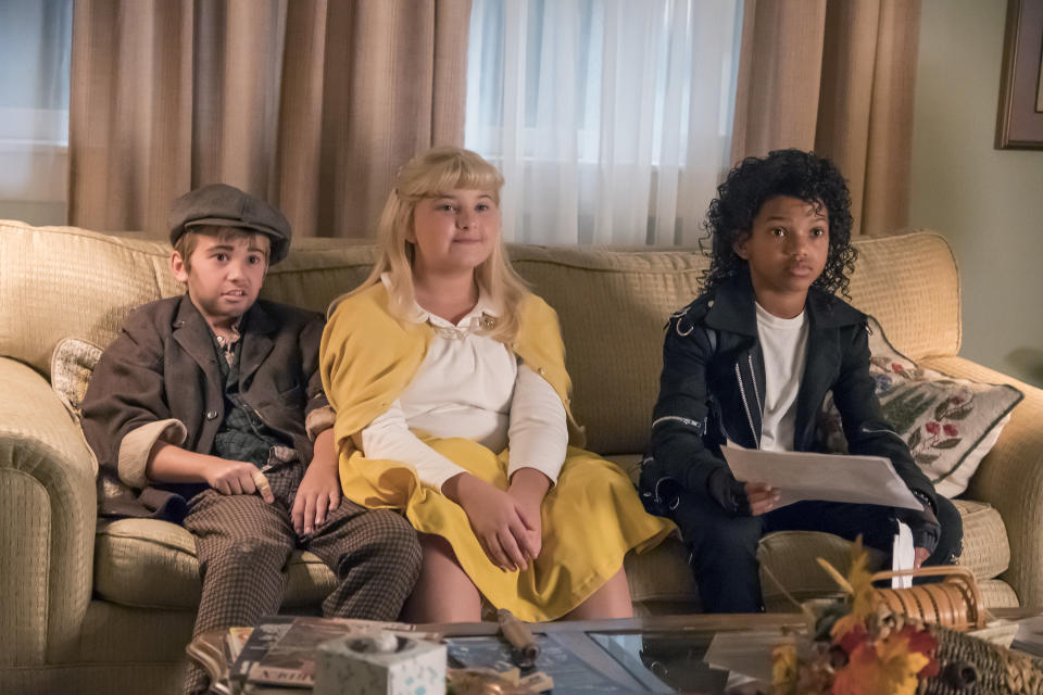 <p>Parker Bates as Kevin, Mackenzie Hancsicsak as Kate, and Lonnie Chavis as Randall in NBC’s <i>This Is Us</i>.<br>(Photo: Ron Batzdorff/NBC) </p>