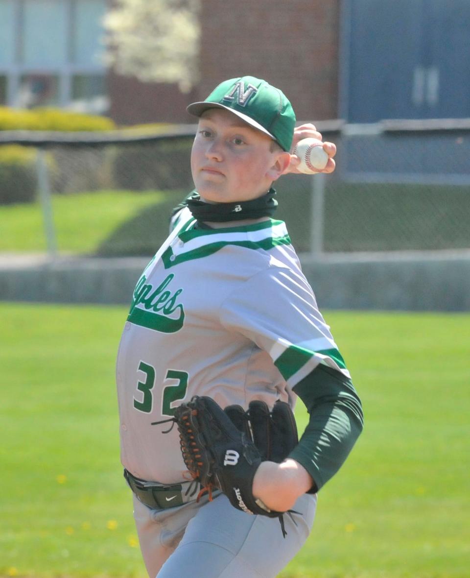 Charlie Grove of Naples delivers a pitch against Honeoye.