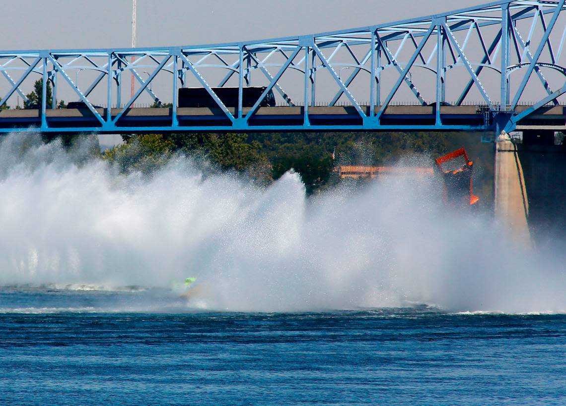 Driver Dave Villwock escaped injury after the U-40 Miss Beacon Plumbing unlimited hydroplane flipped on the first lap of Heat 2 of the Columbia Cup race in Kennewick.