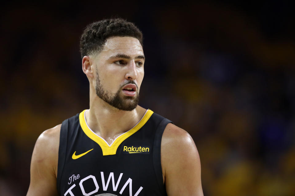 Klay Thompson is expected to re-sign with the Warriors when NBA free agency opens. (Getty Images)