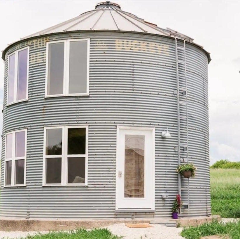 This renovated grain bin in St. Olaf features plenty of sunlight-soaked spaces for a romantic getaway on the prairie.