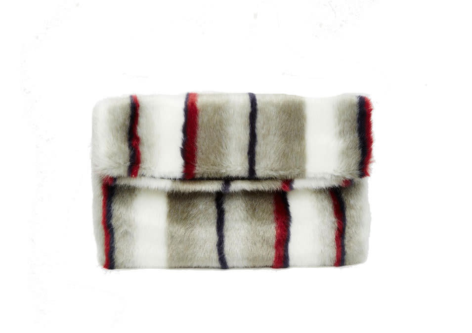 ASOS Co-ord Faux Fur Multi Stripe Clutch Bag