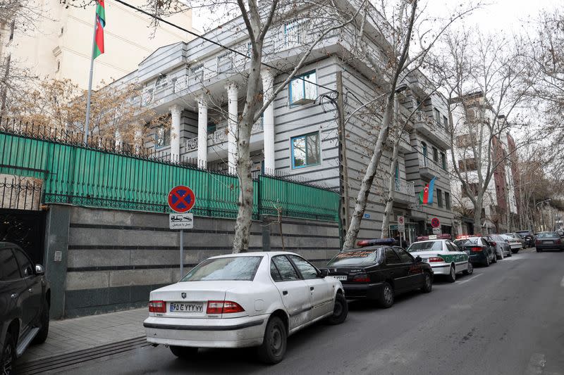 View of Embassy of the Republic of Azerbaijan after attack, in Tehran