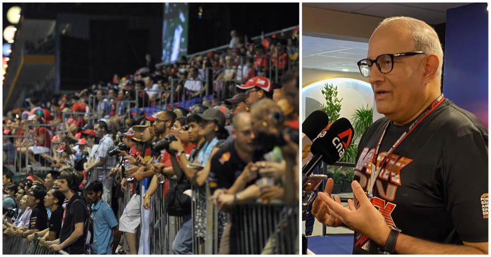 Minister of Transport S Iswaran announces record attendance for the 2022 F1 Singapore Grand Prix, with 302,000 in attendance over three days. (PHOTO: Getty Images/Chia Han Keong)