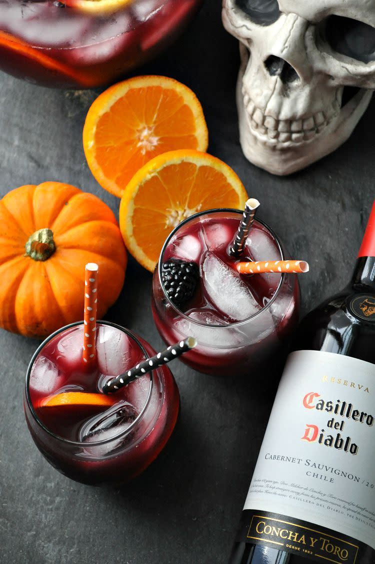 <p>It's always a good time for wine.</p><p>Get the recipe from<span class="redactor-invisible-space"> <a href="http://www.theseasonedmom.com/hallowine-sangria/" rel="nofollow noopener" target="_blank" data-ylk="slk:The Seasoned Mom;elm:context_link;itc:0;sec:content-canvas" class="link ">The Seasoned Mom</a>.</span></p>