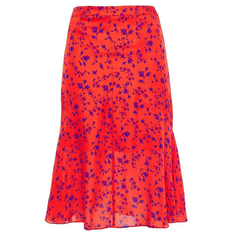 13) Fluted floral-print silk crepe de chine skirt