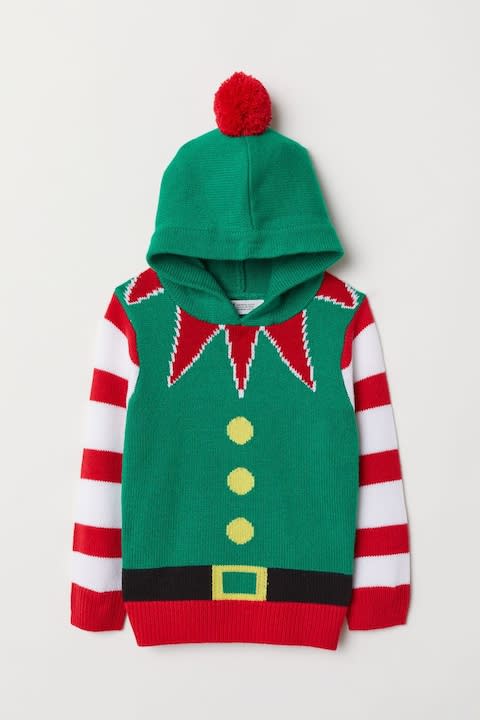 H&M Kids Hooded Elf Christmas Jumper - Credit: H&M