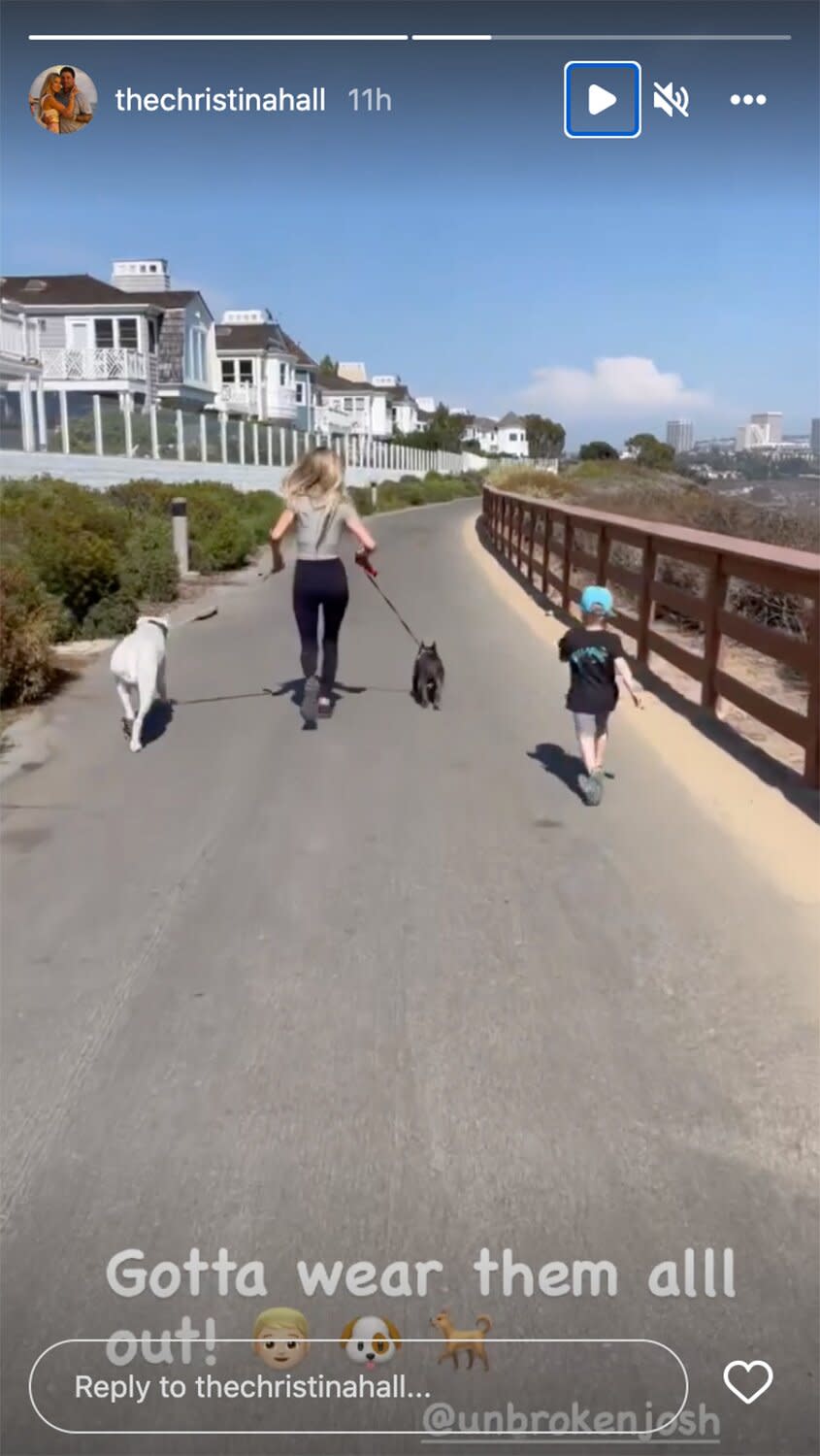 Christina Hall Plays and Runs with Son Hudson and Their Two Dogs: 'Gotta Wear Them All Out'