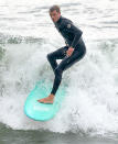 <p>Joel Kinnaman catches a big wave while out at Venice Beach.</p>