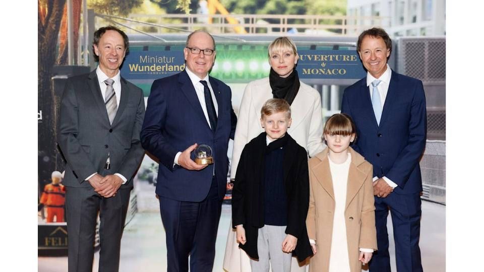 Princess Charlene of Monaco, Prince Jacques of Monaco, Princess Gabriella of Monaco and Frederik Braun attend The Opening of The Monaco Model Building Section at Miniatur Wunderland
