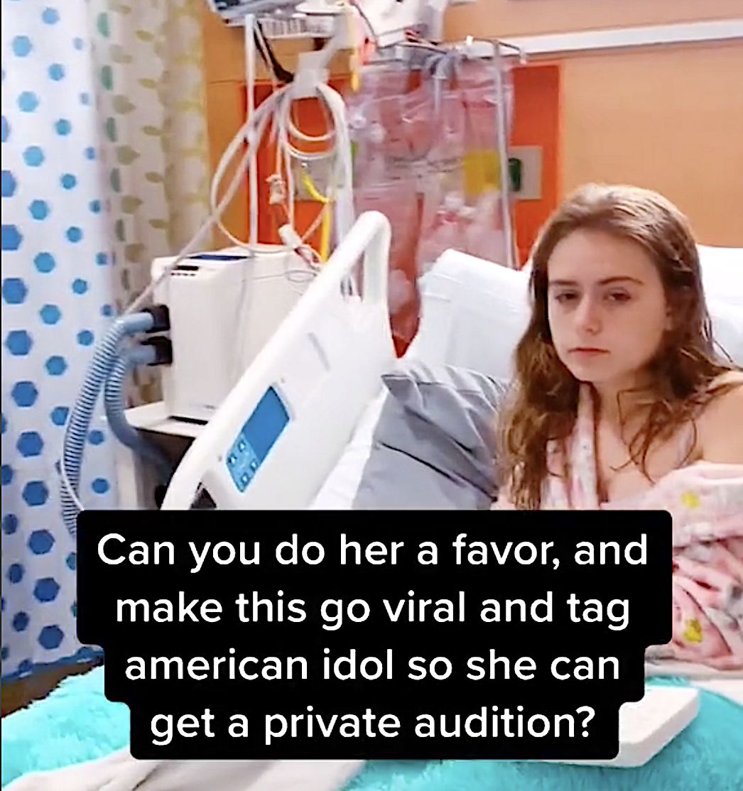 Brianna Collichio, age 15, in the hospital the night before she was supposed to audition for 'American Idol.' (Photo: TikTok)